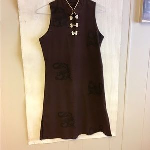 Mandarin-style Dress/Tunic w/side slits, lt piping